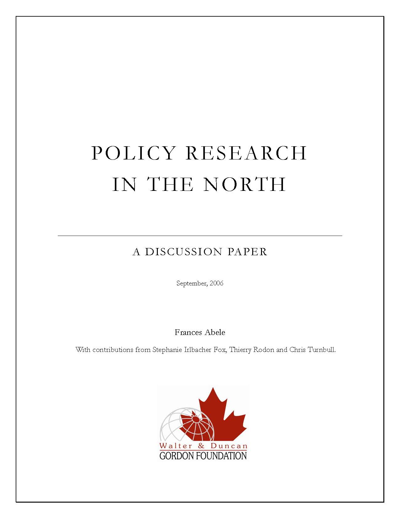 2006_Frances_PolicyResearchNorth_COVERONLY